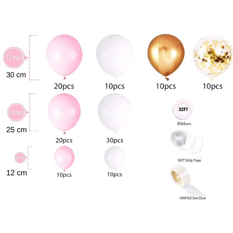 Arche De Ballon Rose Gold Et Blanc